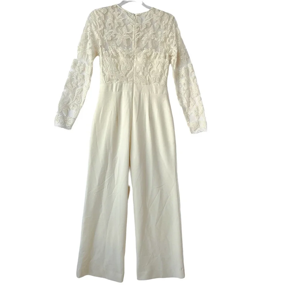 Eliza J Ivory Lace Cream Jumpsuit Women Size 4 - Picture 7 of 15